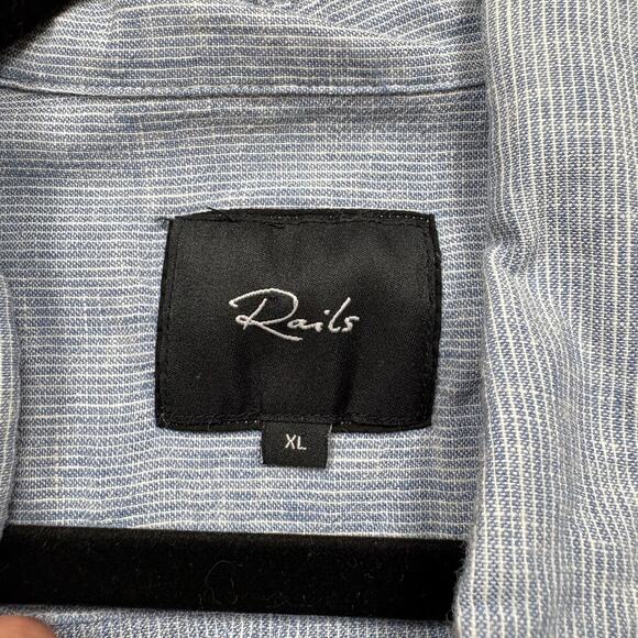 Rails Linen Striped Collared Button Up Men’s XL Color Blue - Picture 5 of 7